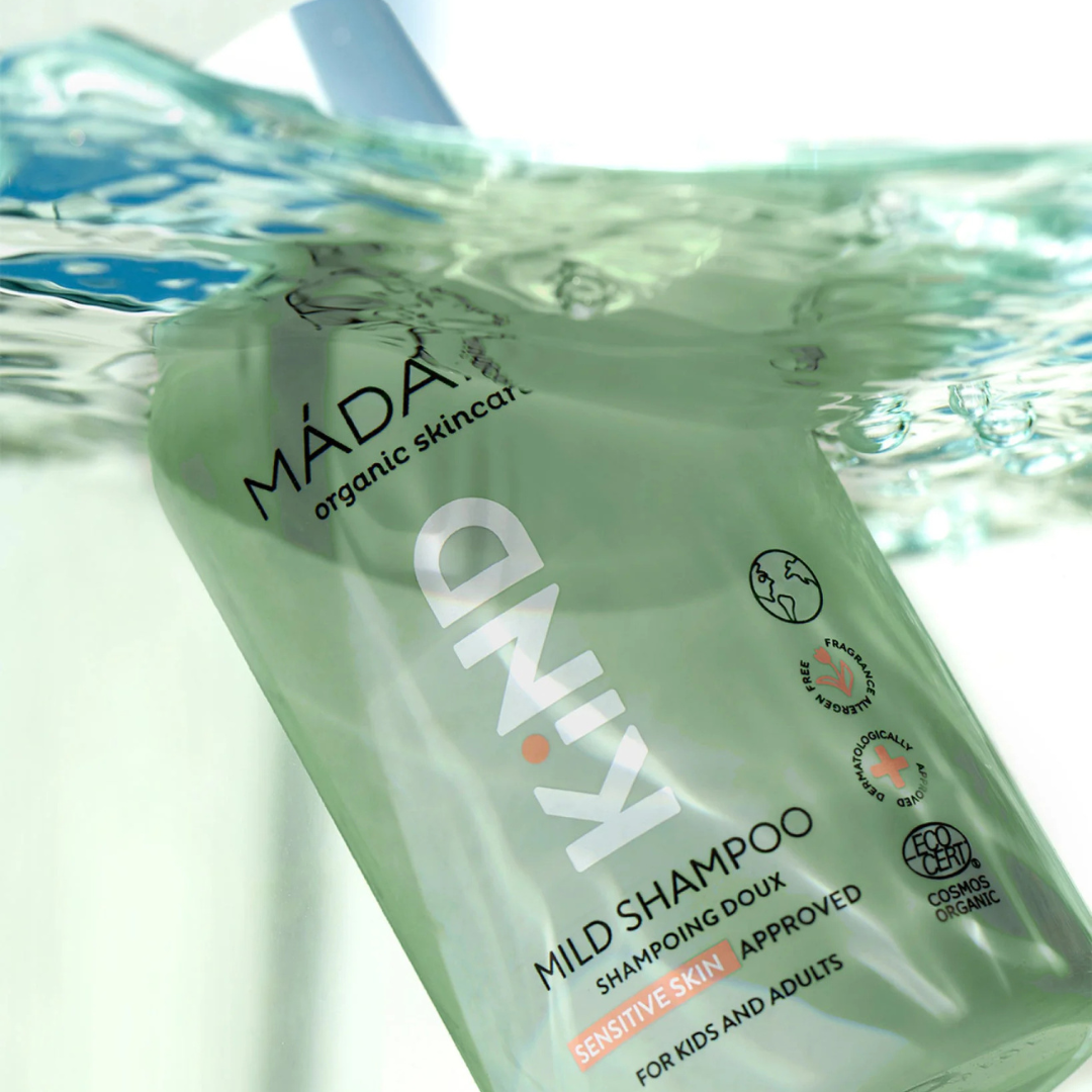 Kind Mild Shampoo · Champú Suave Familiar con Lino y Tilo · Mádara · 250 ml