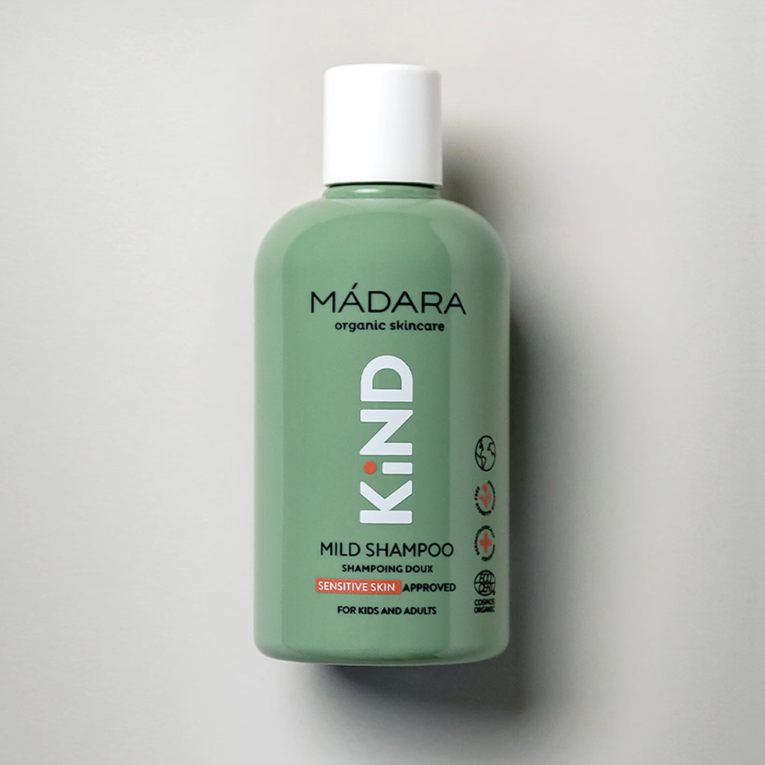 Kind Mild Shampoo · Champú Suave Familiar con Lino y Tilo · Mádara · 250 ml
